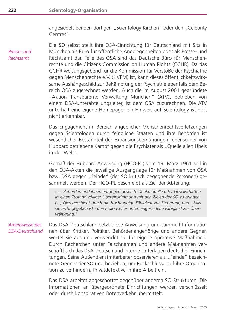 Seite 222 des Verfassungsschutzbericht 2005 Bayern