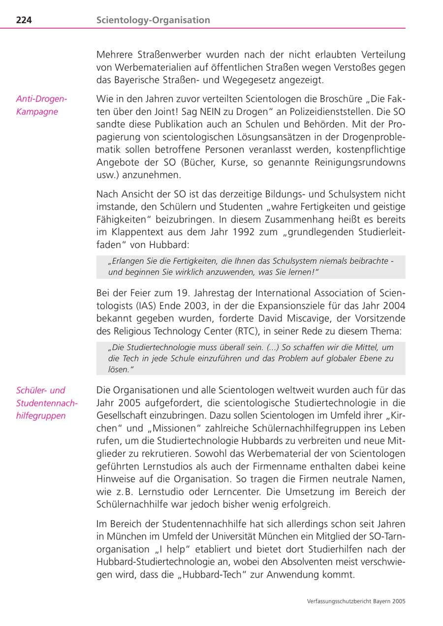 Seite 224 des Verfassungsschutzbericht 2005 Bayern