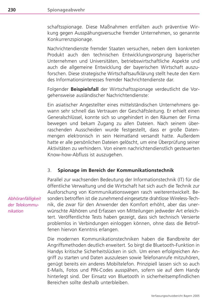 Seite 230 des Verfassungsschutzbericht 2005 Bayern