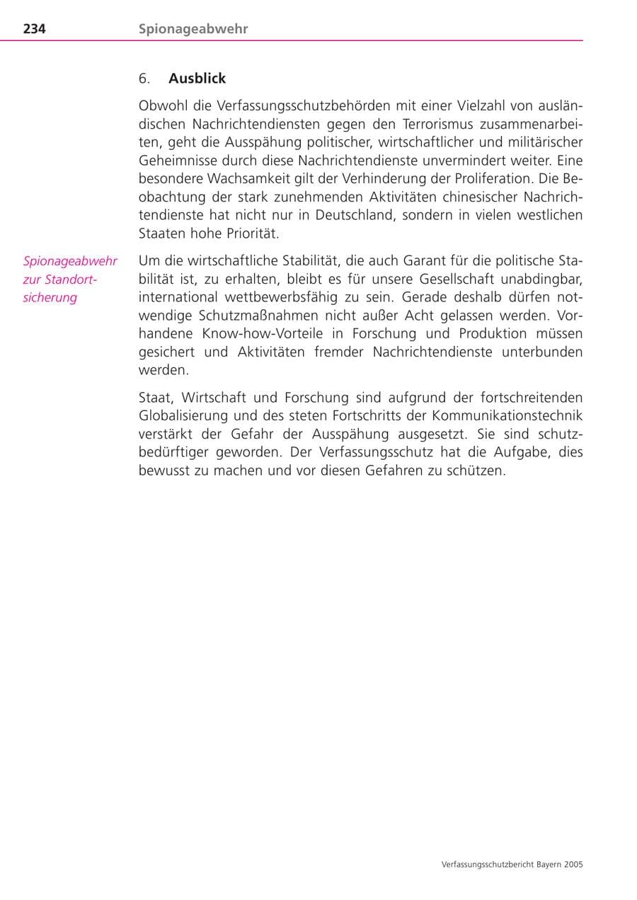Seite 234 des Verfassungsschutzbericht 2005 Bayern