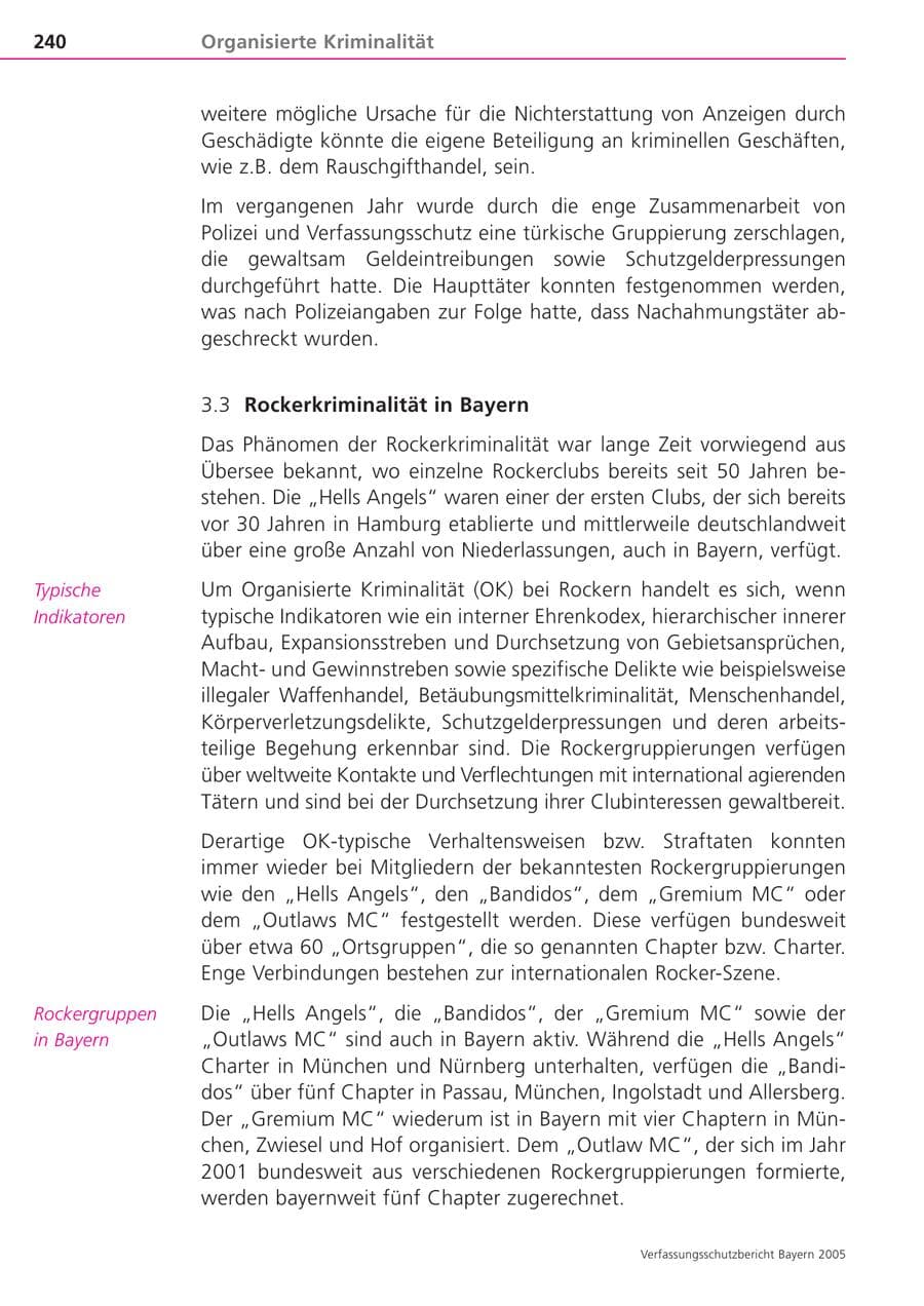 Seite 240 des Verfassungsschutzbericht 2005 Bayern