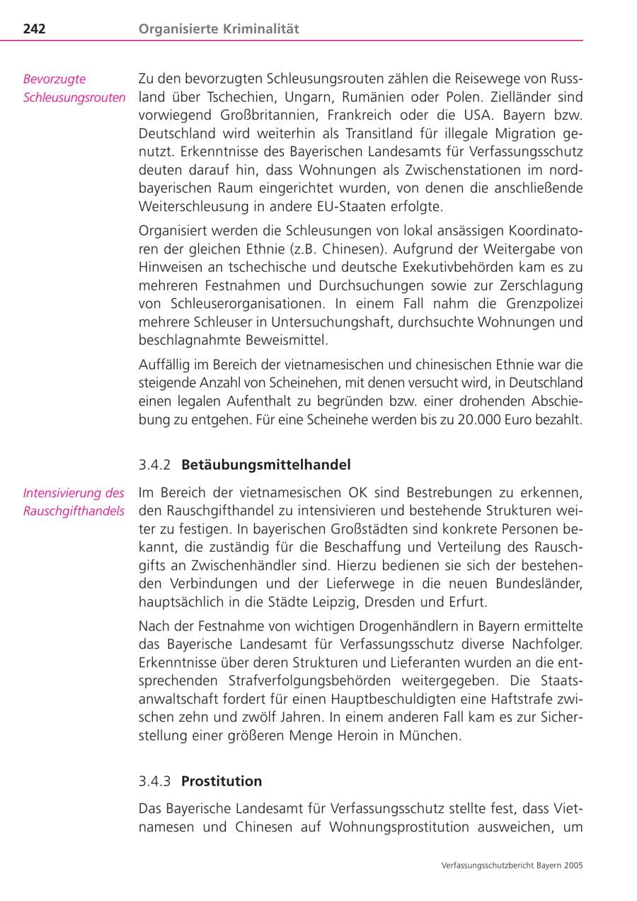 Seite 242 des Verfassungsschutzbericht 2005 Bayern