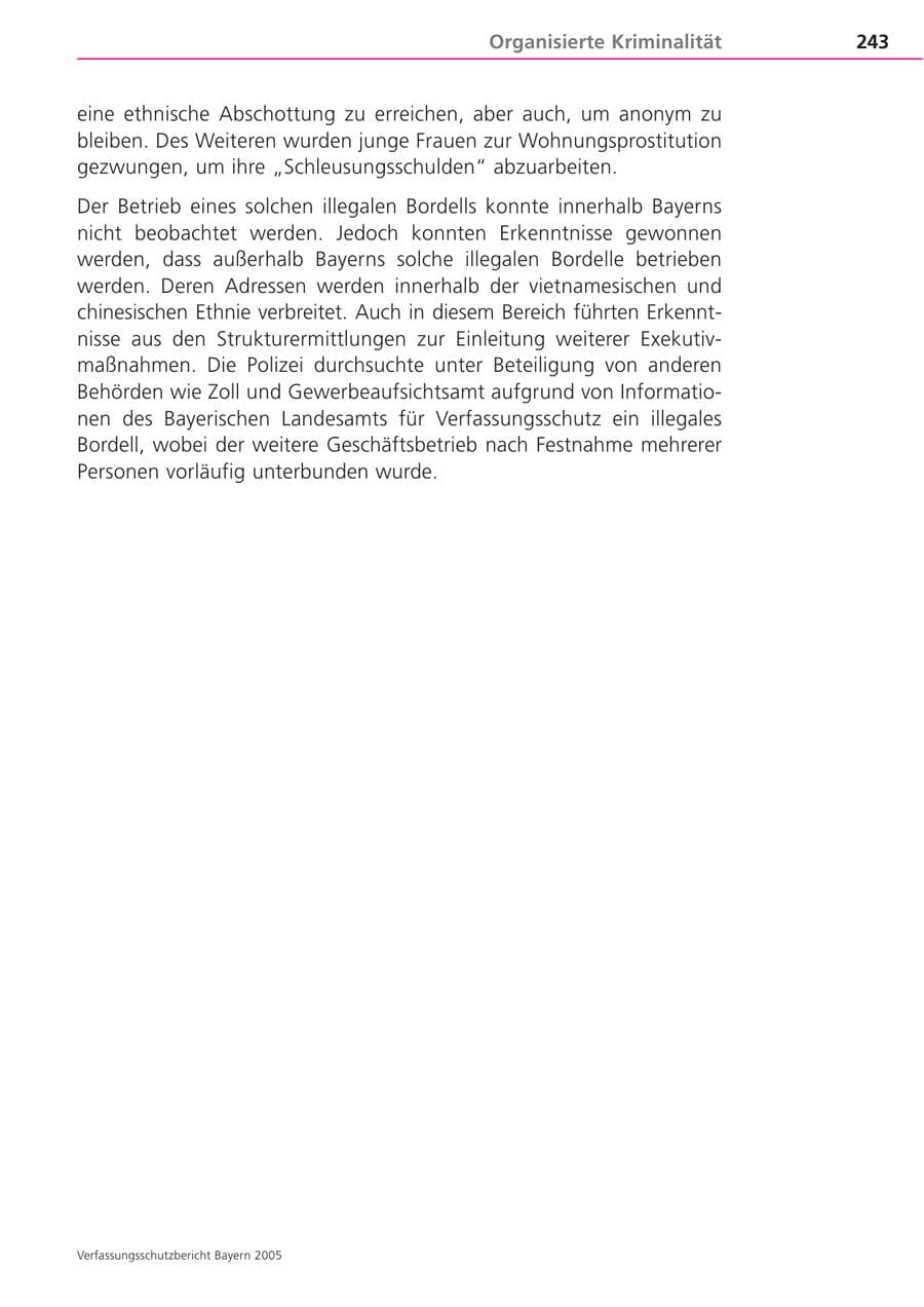 Seite 243 des Verfassungsschutzbericht 2005 Bayern