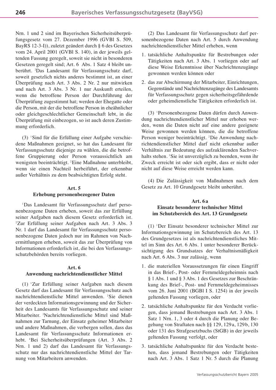 Seite 246 des Verfassungsschutzbericht 2005 Bayern