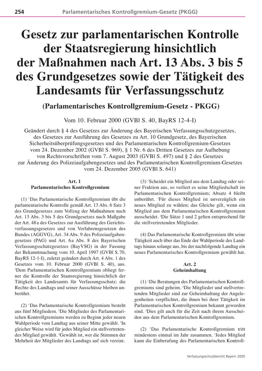 Seite 254 des Verfassungsschutzbericht 2005 Bayern
