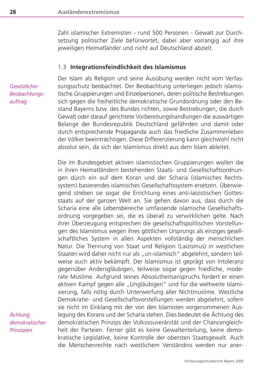 Seite 28 des Verfassungsschutzbericht 2005 Bayern