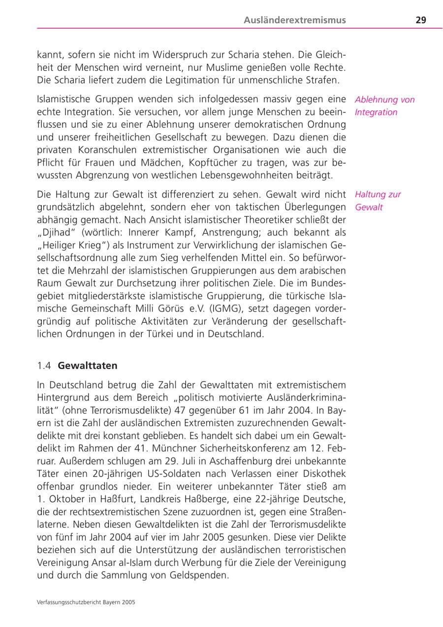 Seite 29 des Verfassungsschutzbericht 2005 Bayern