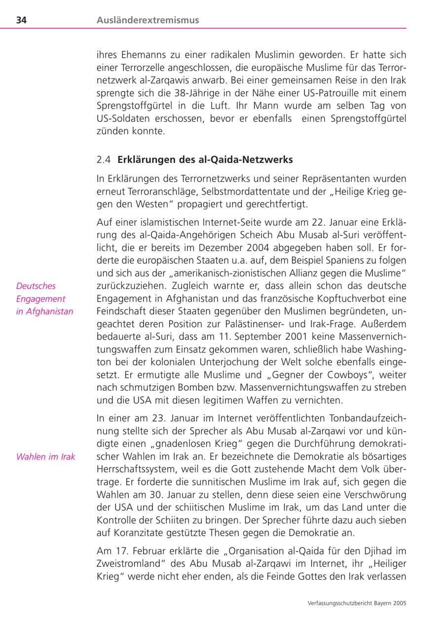 Seite 34 des Verfassungsschutzbericht 2005 Bayern