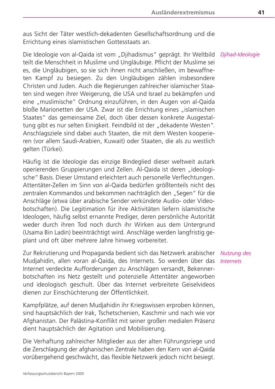 Seite 41 des Verfassungsschutzbericht 2005 Bayern