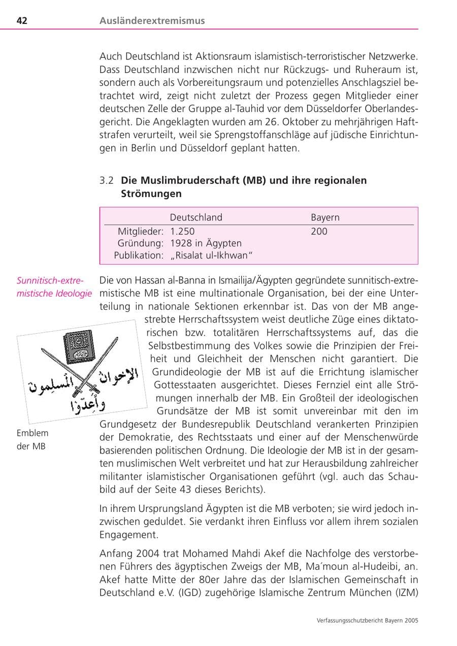 Seite 42 des Verfassungsschutzbericht 2005 Bayern