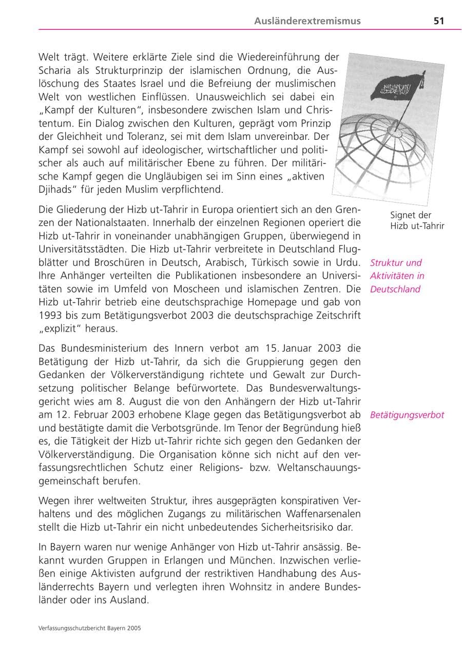 Seite 51 des Verfassungsschutzbericht 2005 Bayern
