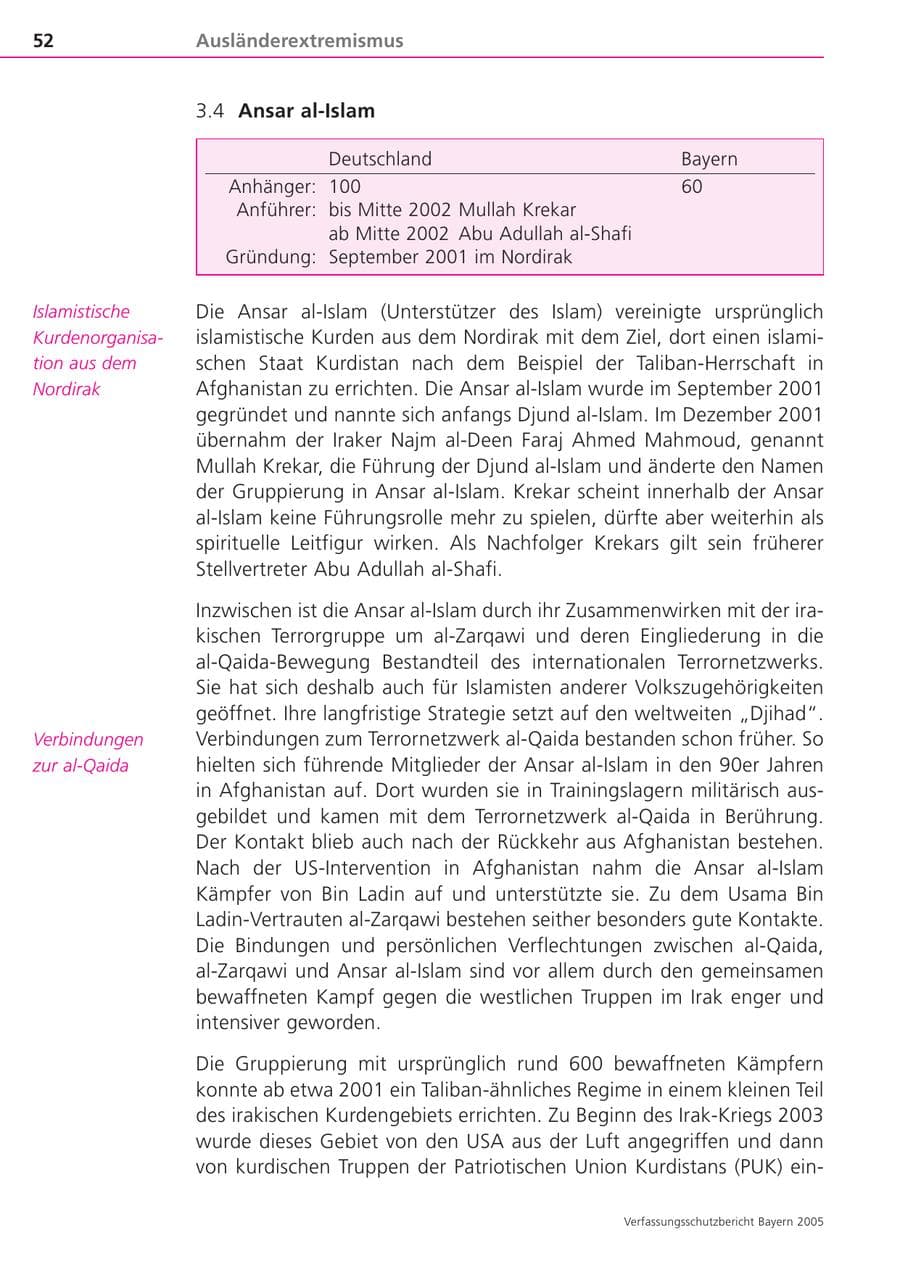 Seite 52 des Verfassungsschutzbericht 2005 Bayern