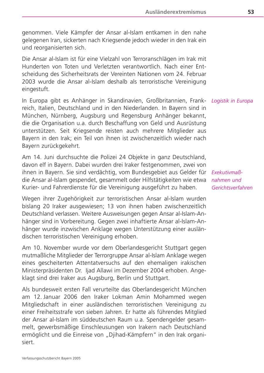 Seite 53 des Verfassungsschutzbericht 2005 Bayern