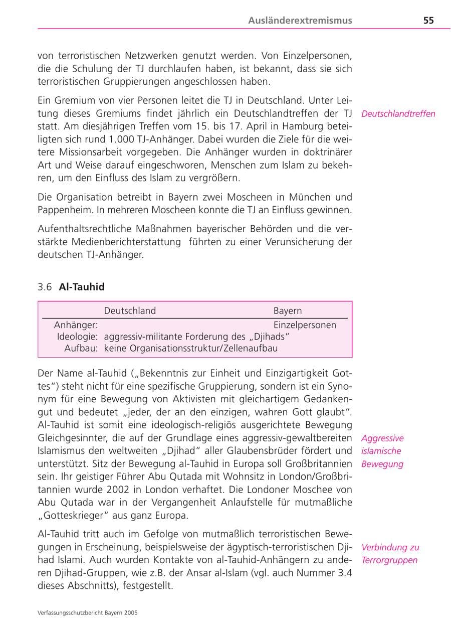 Seite 55 des Verfassungsschutzbericht 2005 Bayern