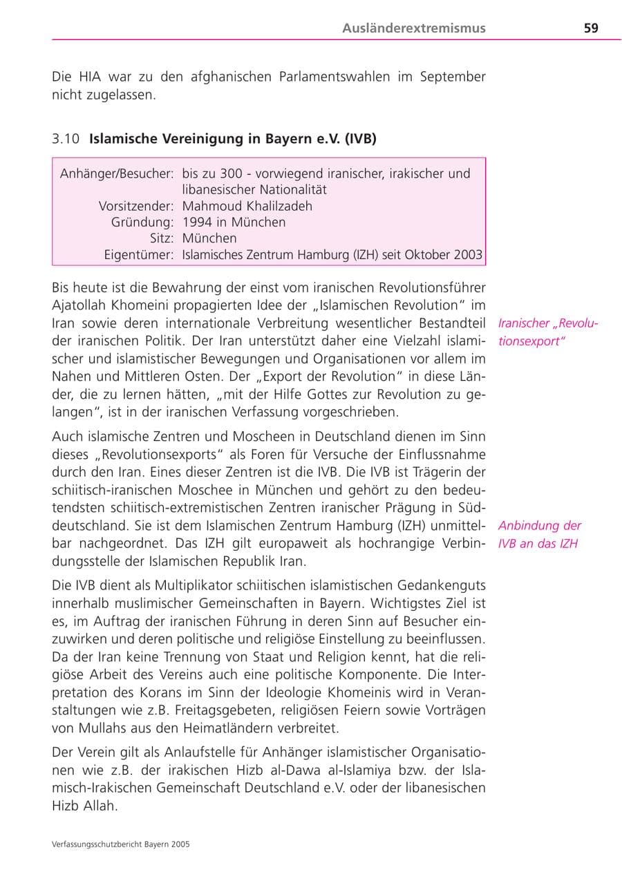Seite 59 des Verfassungsschutzbericht 2005 Bayern