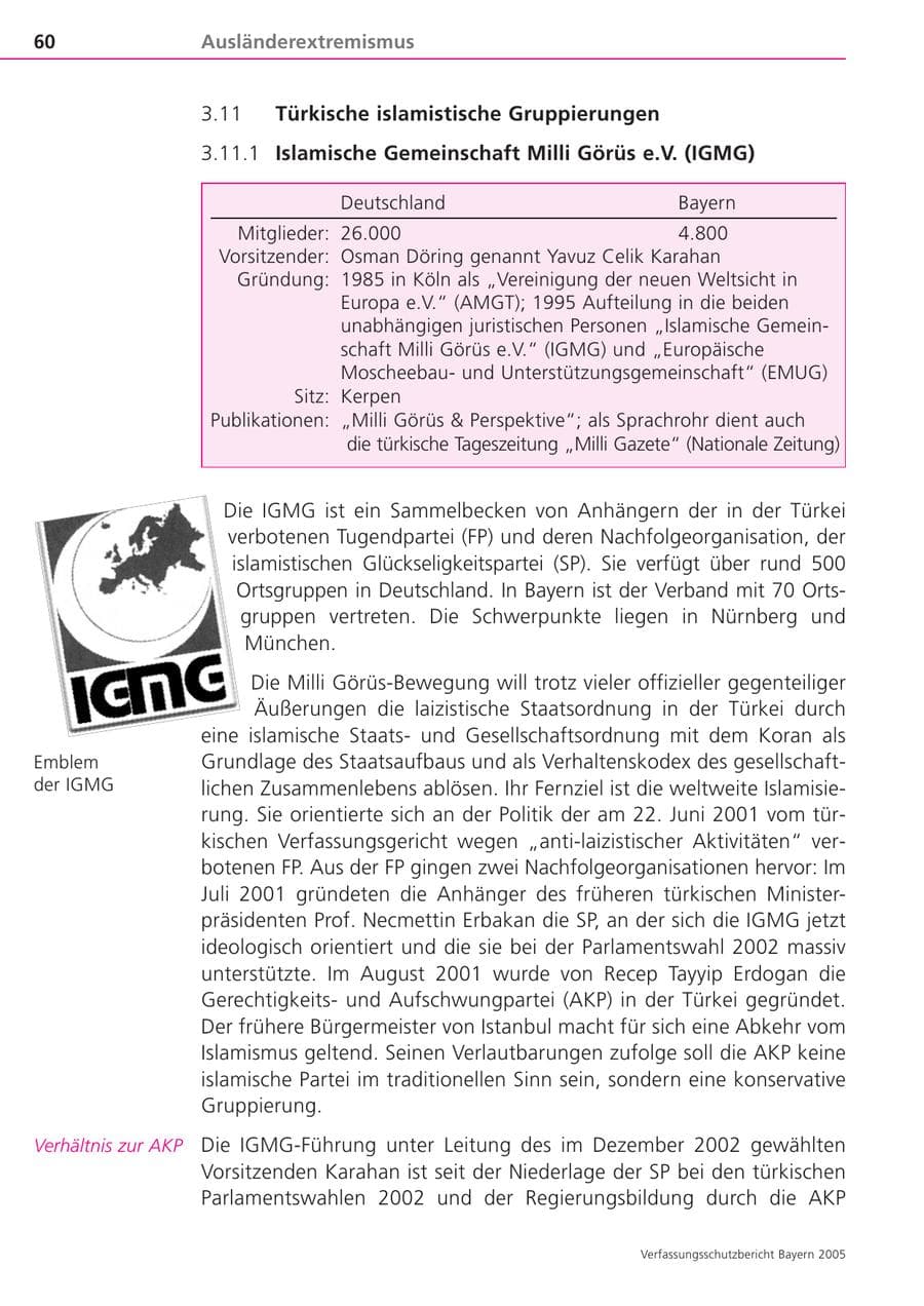 Seite 60 des Verfassungsschutzbericht 2005 Bayern