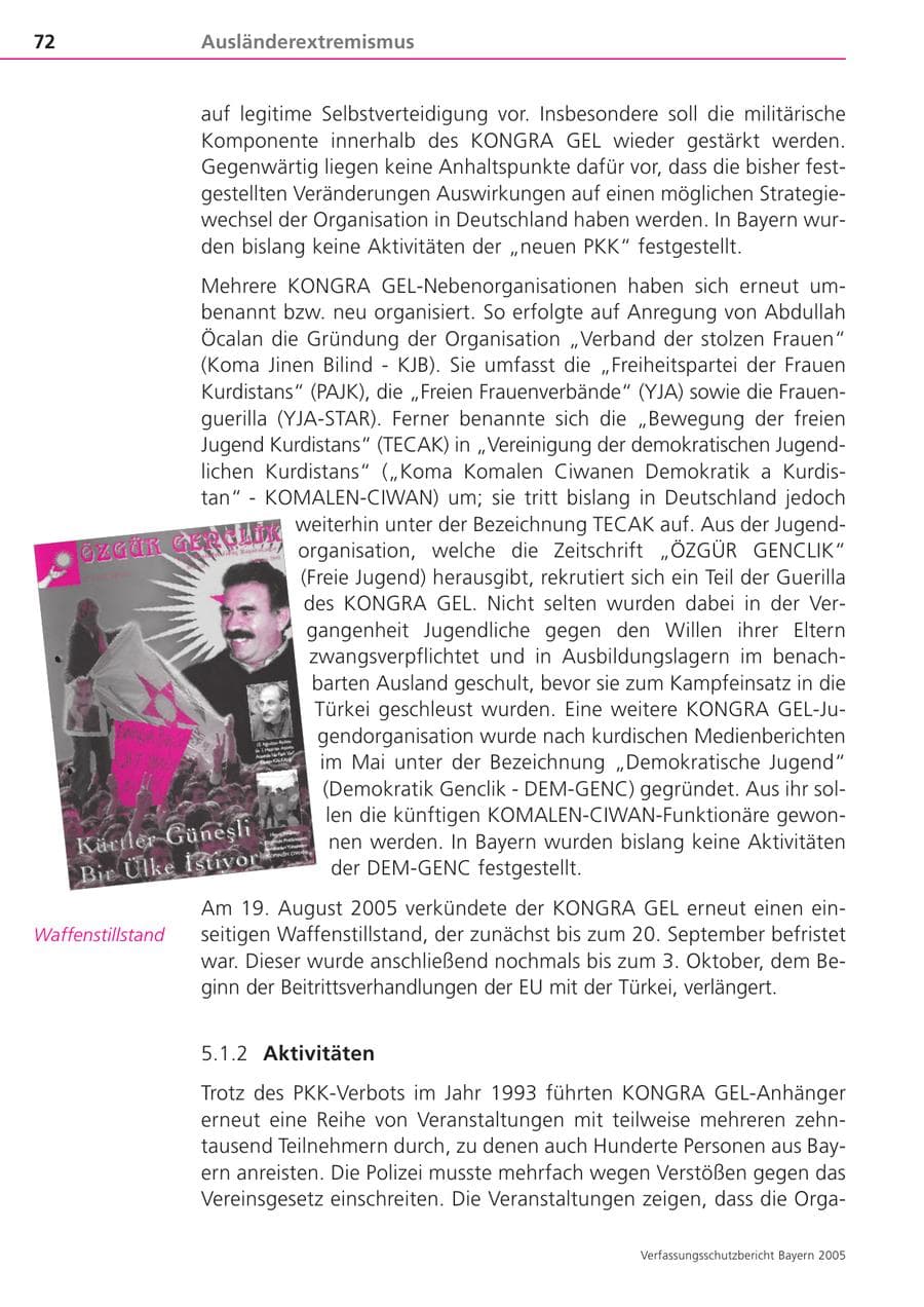 Seite 72 des Verfassungsschutzbericht 2005 Bayern