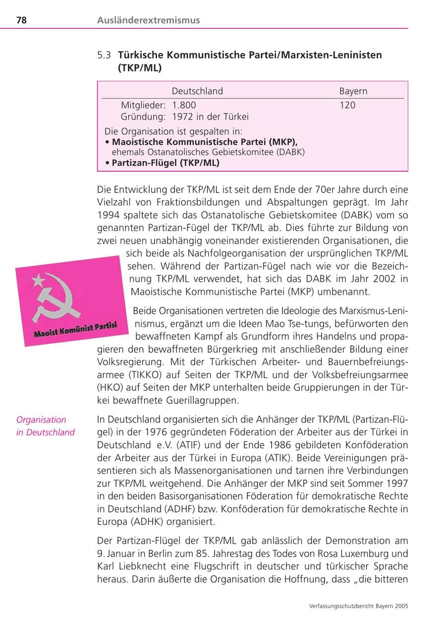 Seite 78 des Verfassungsschutzbericht 2005 Bayern