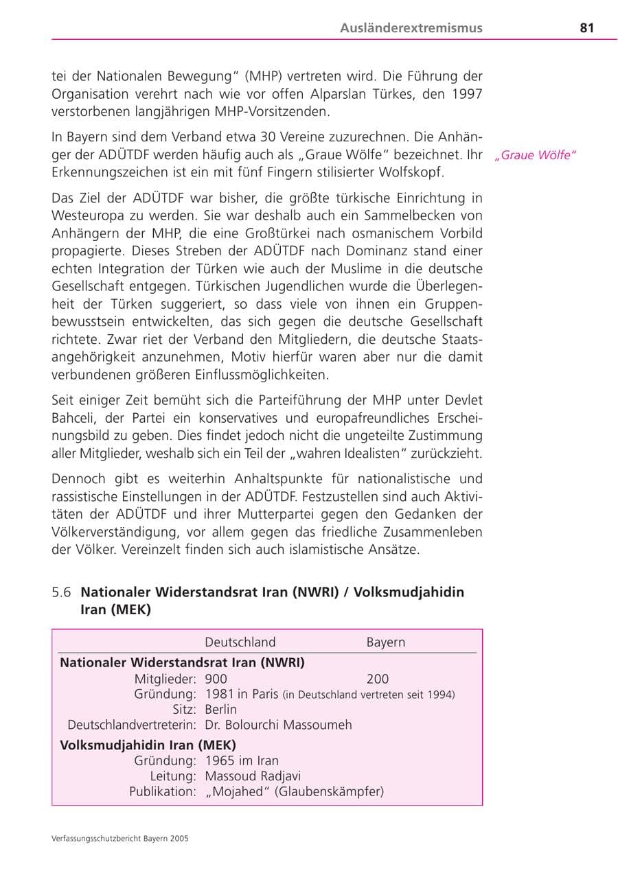 Seite 81 des Verfassungsschutzbericht 2005 Bayern