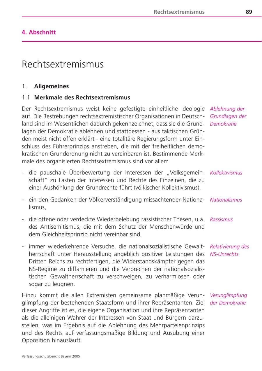 Seite 89 des Verfassungsschutzbericht 2005 Bayern