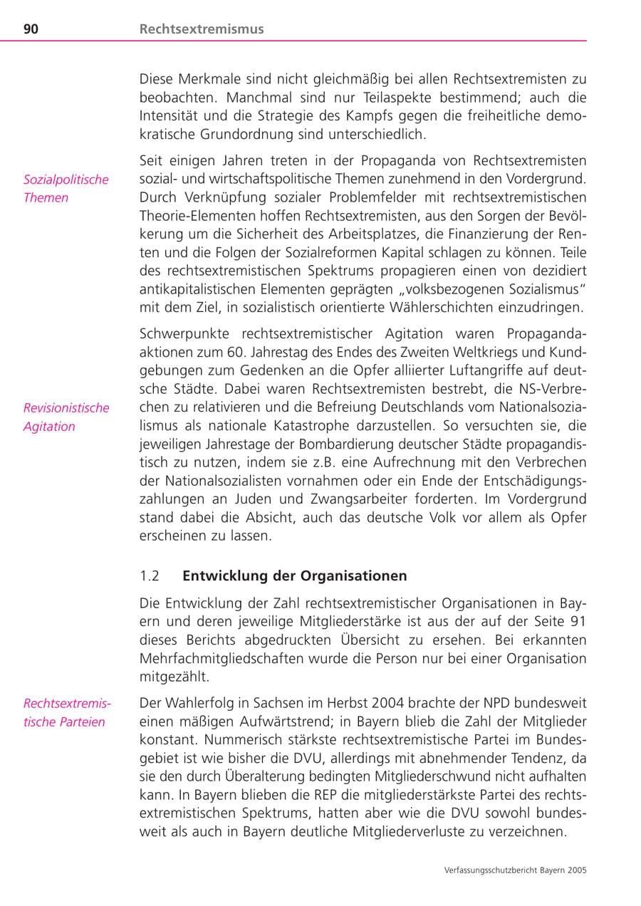 Seite 90 des Verfassungsschutzbericht 2005 Bayern