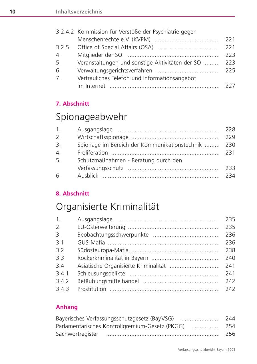 Seite 10 des Verfassungsschutzbericht 2005 Bayern