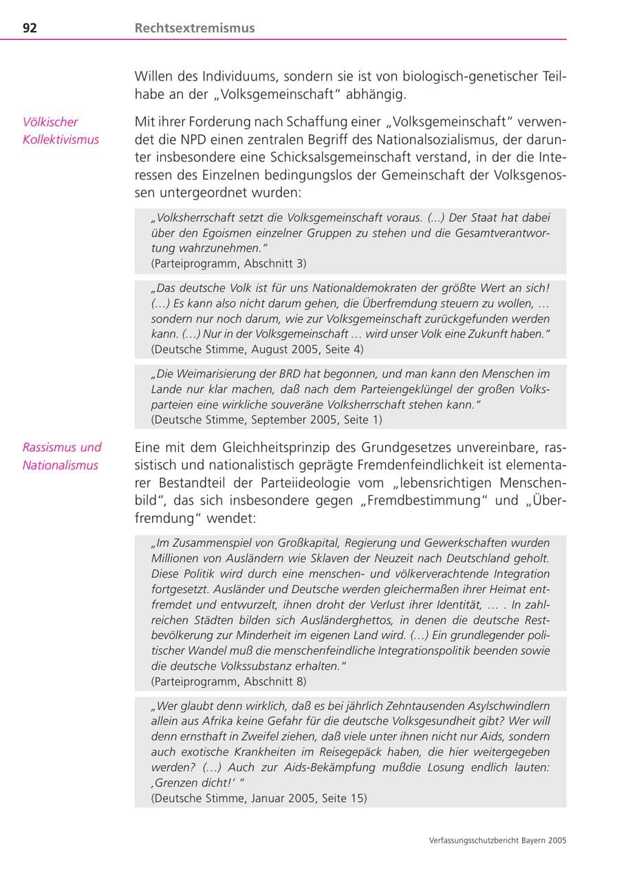 Seite 92 des Verfassungsschutzbericht 2005 Bayern
