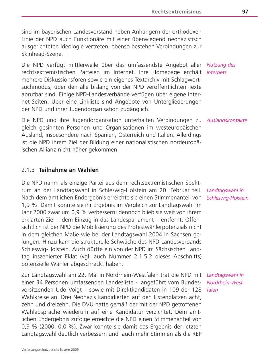 Seite 97 des Verfassungsschutzbericht 2005 Bayern