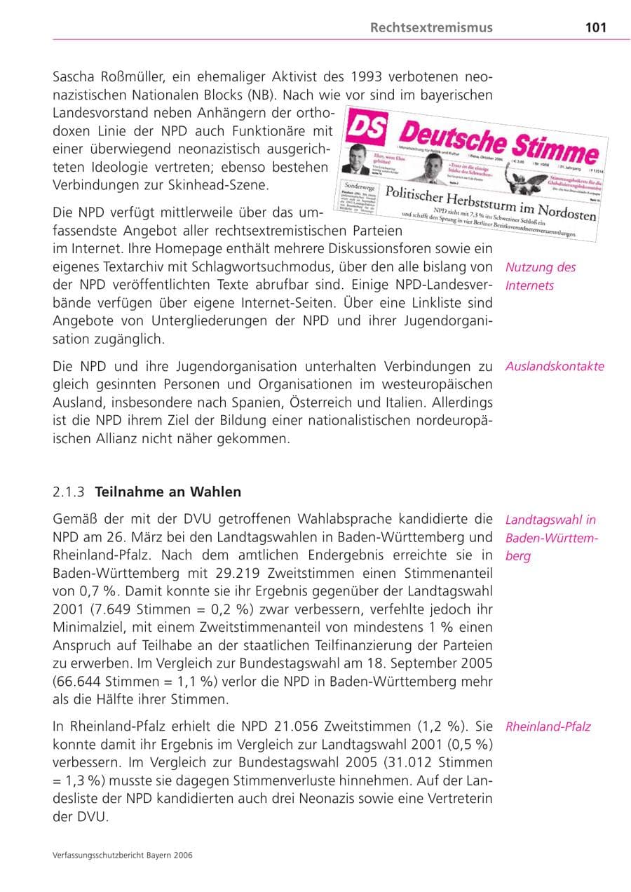 Seite 101 des Verfassungsschutzbericht 2006 Bayern