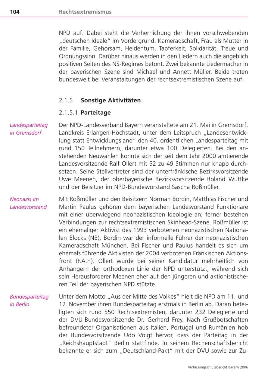 Seite 104 des Verfassungsschutzbericht 2006 Bayern