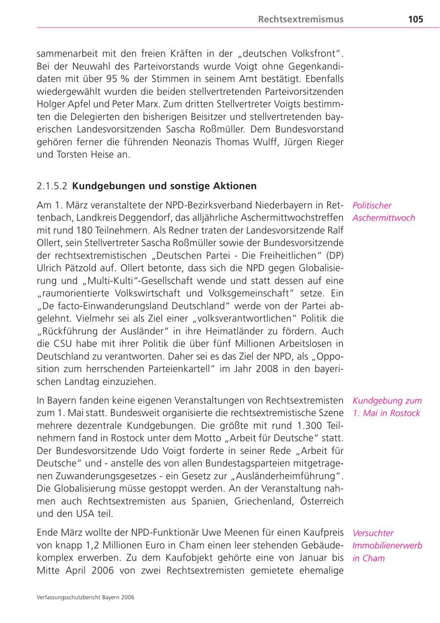 Seite 105 des Verfassungsschutzbericht 2006 Bayern
