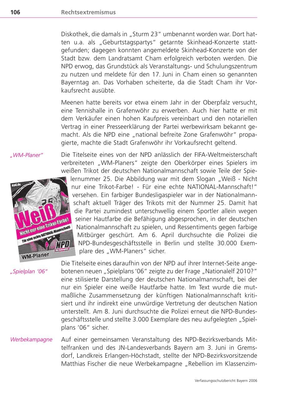 Seite 106 des Verfassungsschutzbericht 2006 Bayern