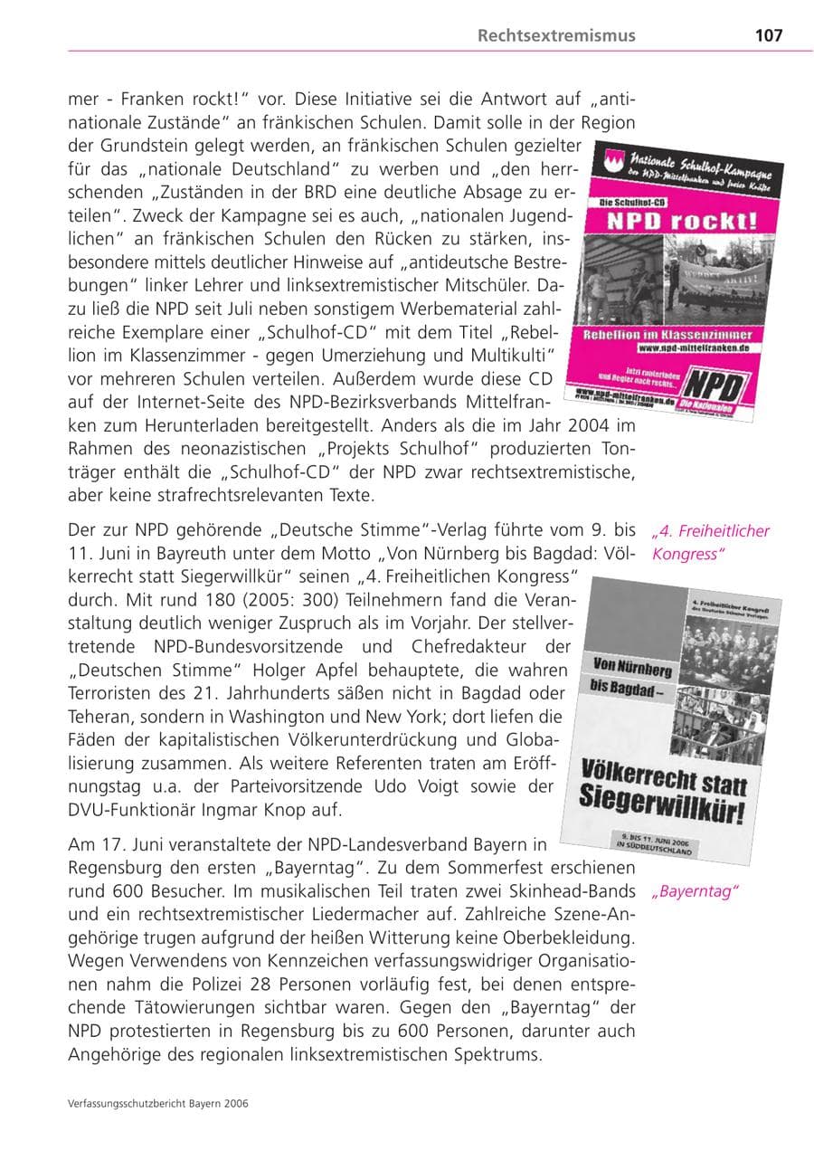 Seite 107 des Verfassungsschutzbericht 2006 Bayern