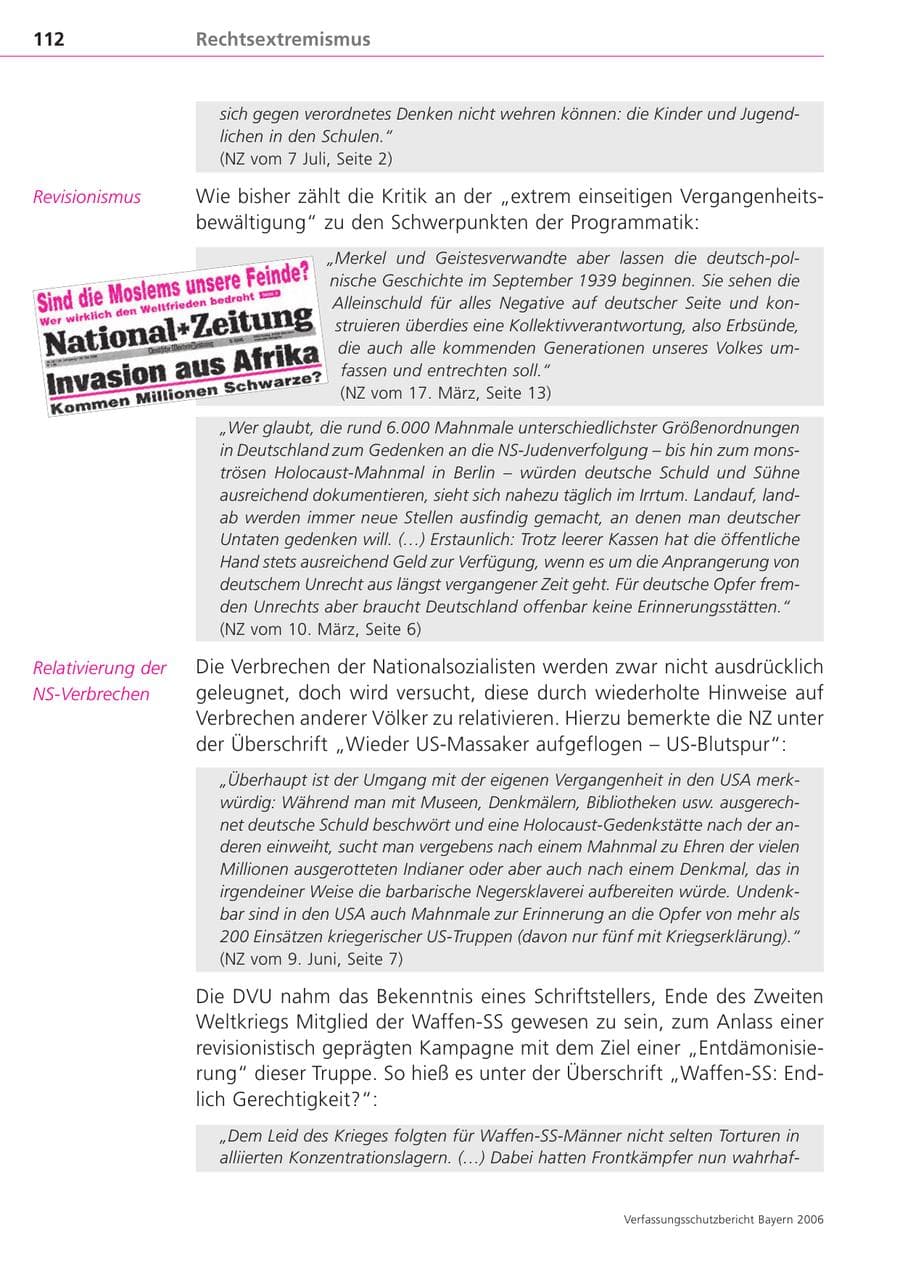 Seite 112 des Verfassungsschutzbericht 2006 Bayern