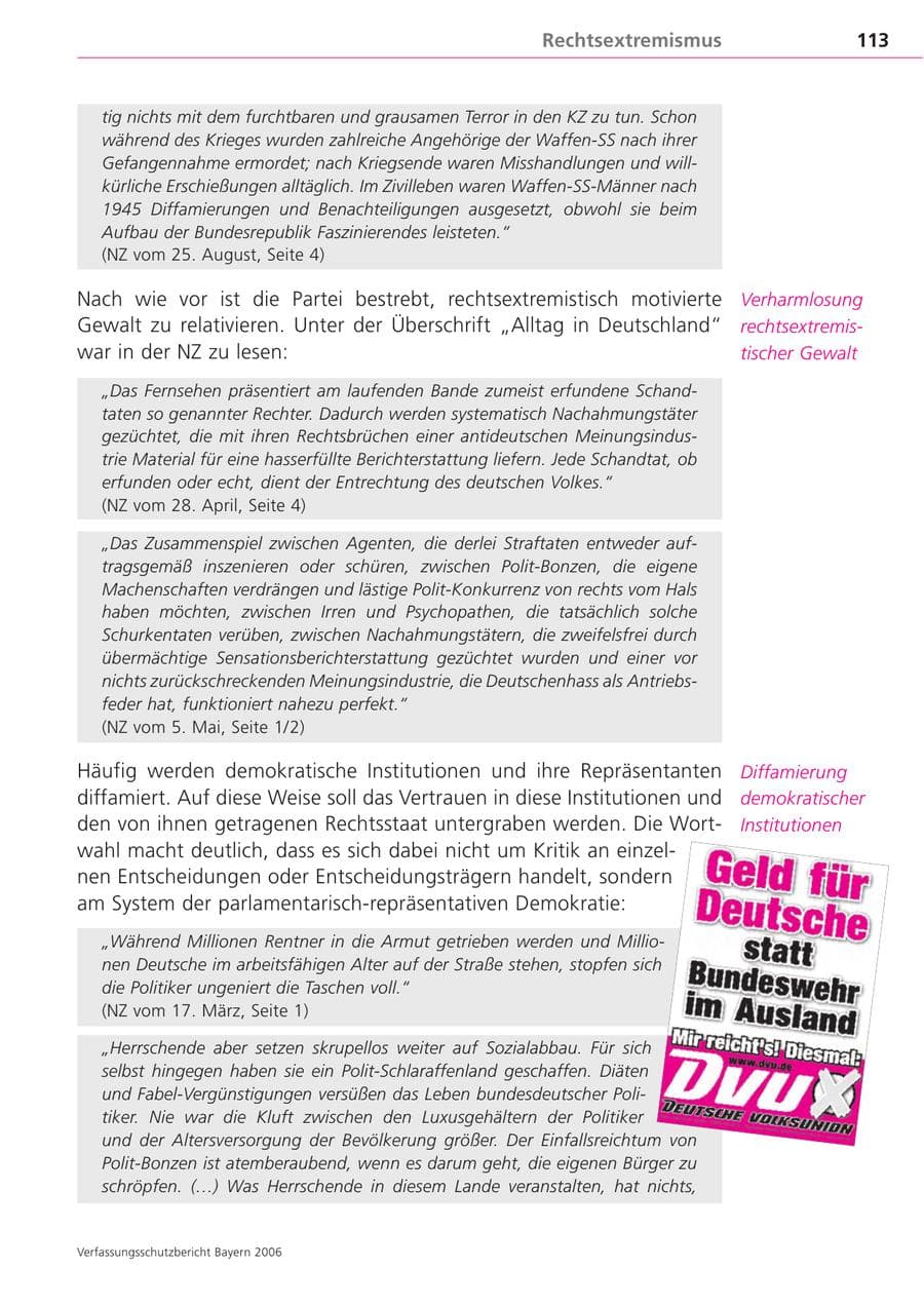 Seite 113 des Verfassungsschutzbericht 2006 Bayern