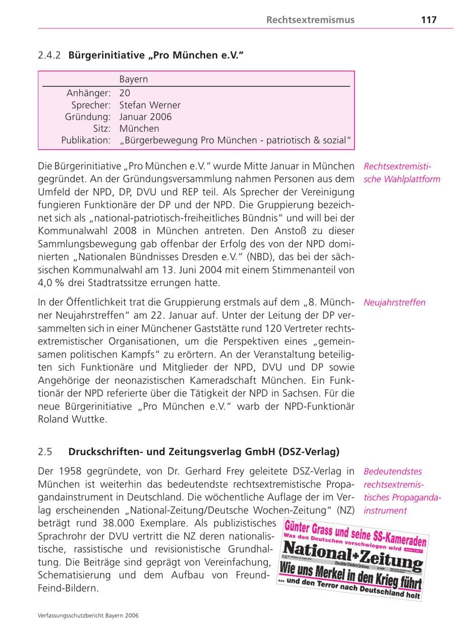 Seite 117 des Verfassungsschutzbericht 2006 Bayern