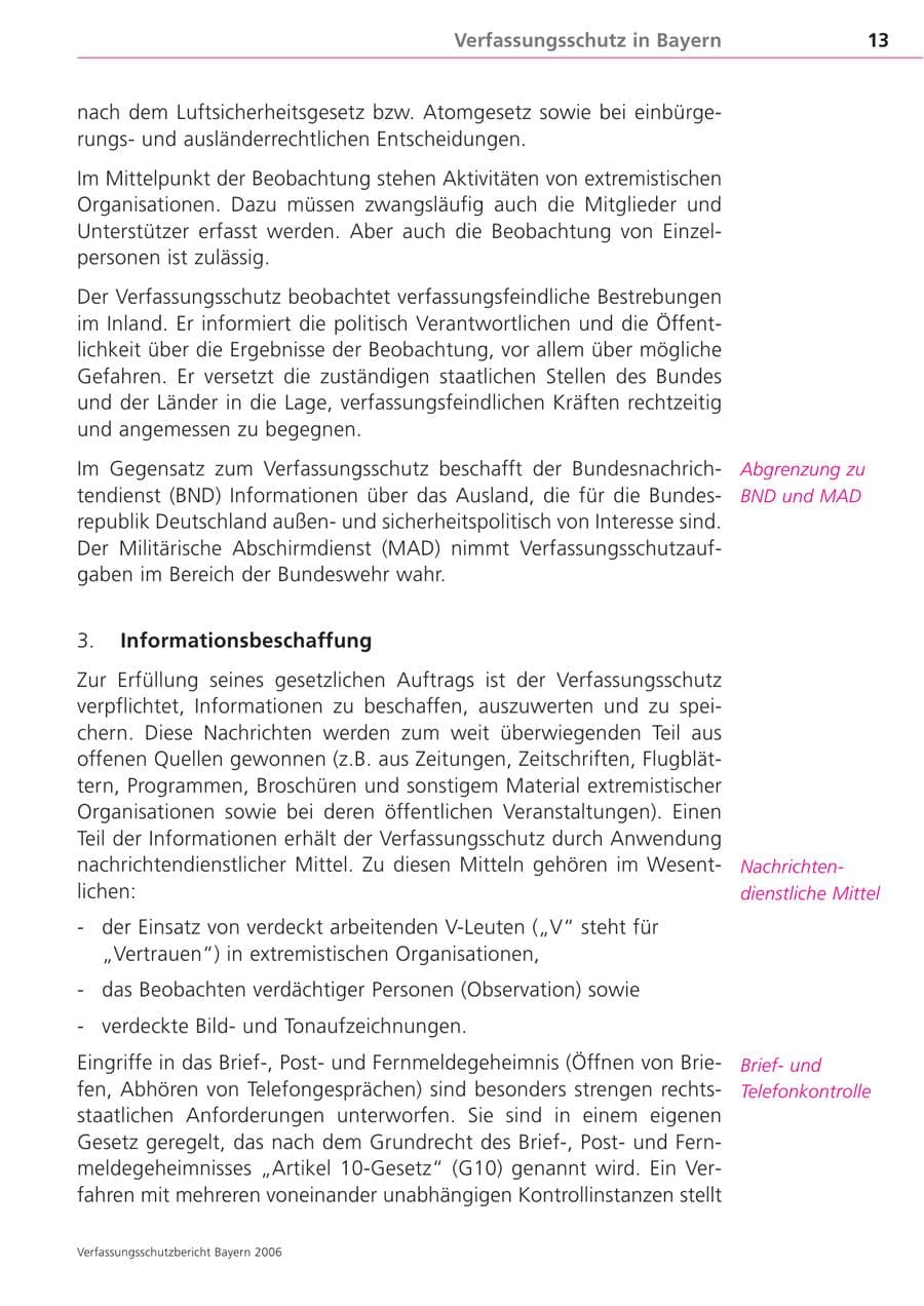 Seite 13 des Verfassungsschutzbericht 2006 Bayern