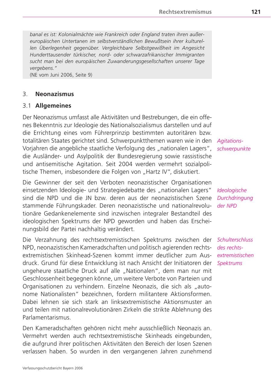 Seite 121 des Verfassungsschutzbericht 2006 Bayern