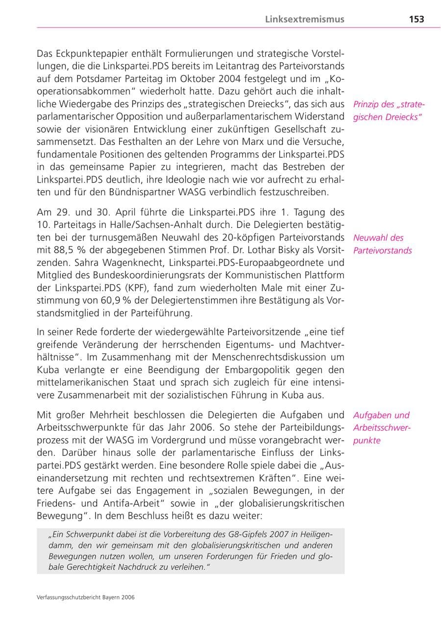 Seite 153 des Verfassungsschutzbericht 2006 Bayern
