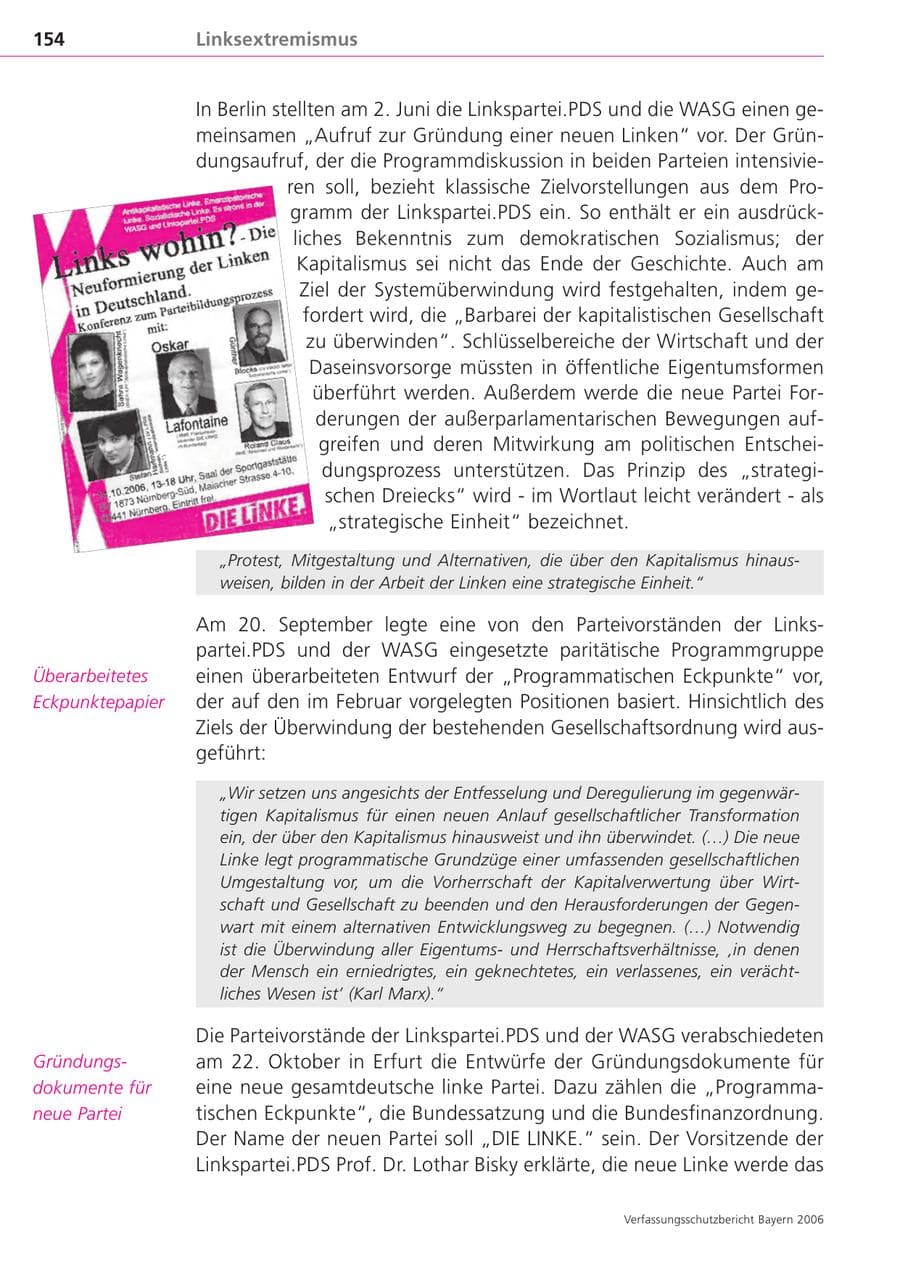 Seite 154 des Verfassungsschutzbericht 2006 Bayern