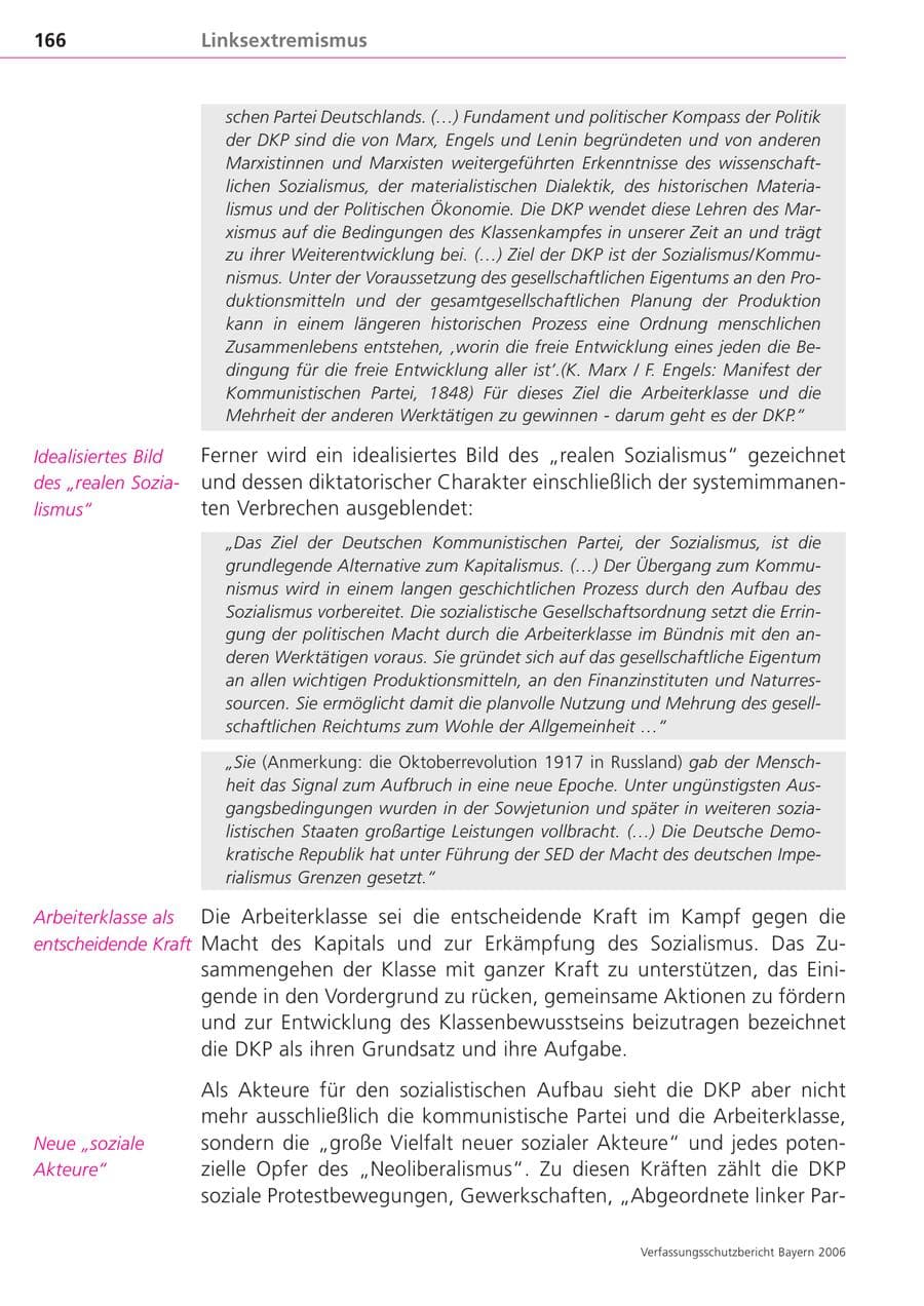Seite 166 des Verfassungsschutzbericht 2006 Bayern