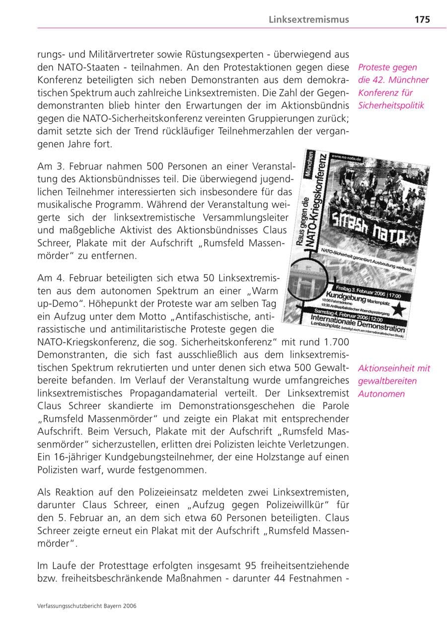 Seite 175 des Verfassungsschutzbericht 2006 Bayern