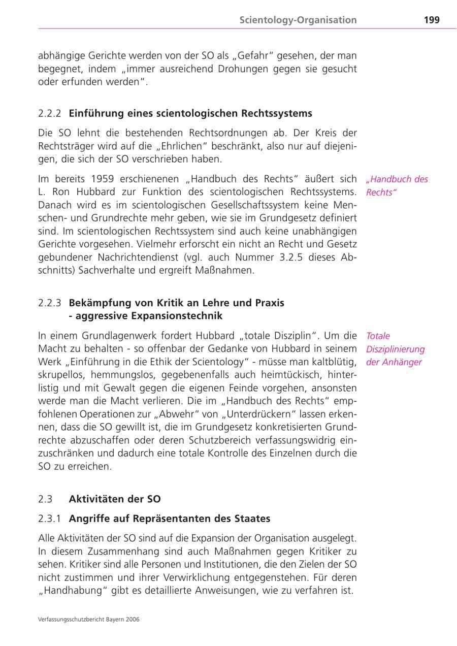 Seite 199 des Verfassungsschutzbericht 2006 Bayern
