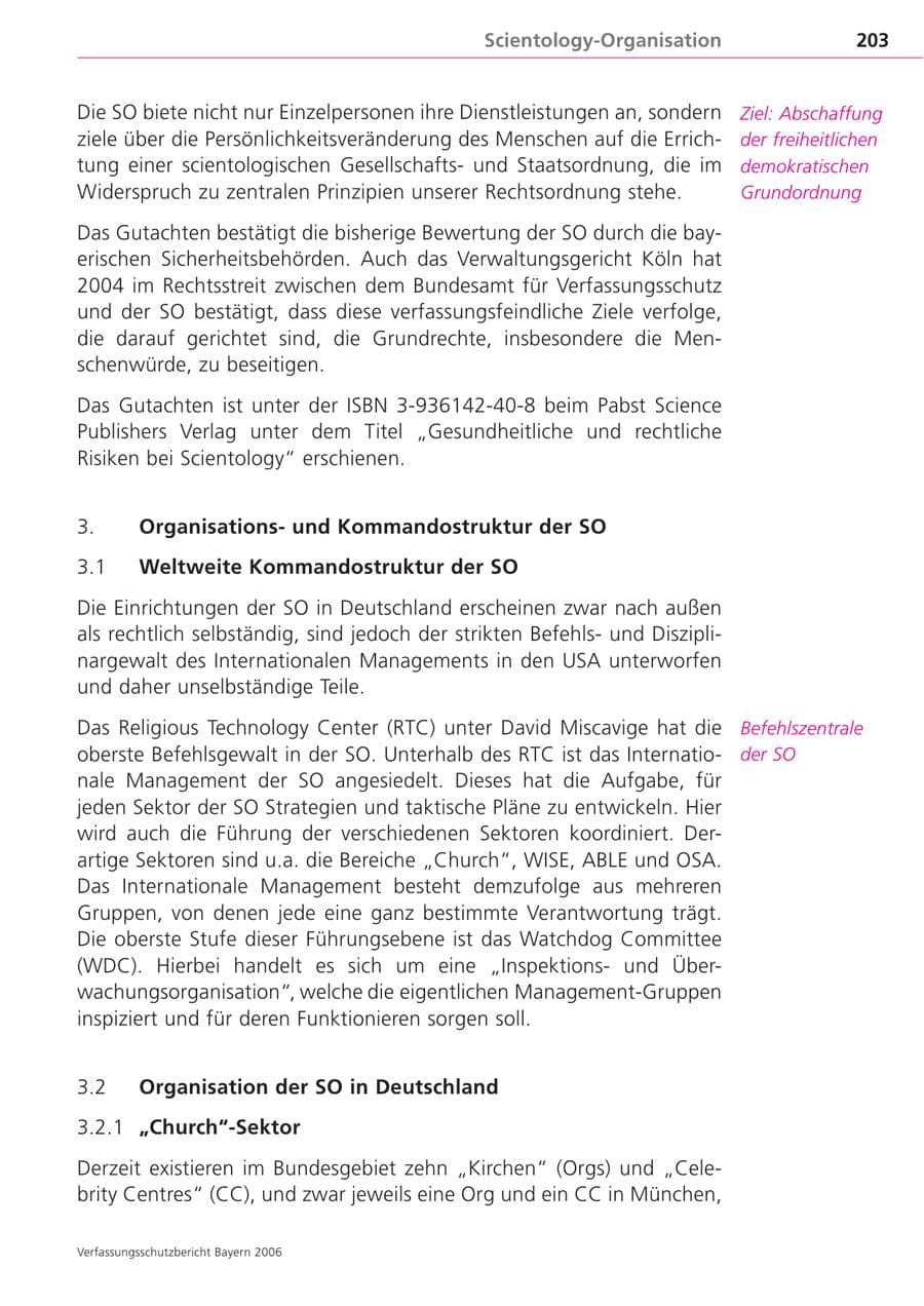 Seite 203 des Verfassungsschutzbericht 2006 Bayern