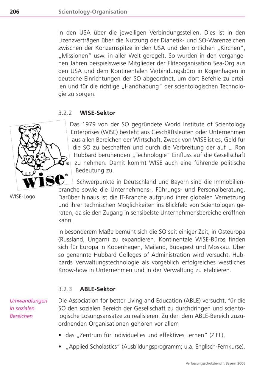Seite 206 des Verfassungsschutzbericht 2006 Bayern