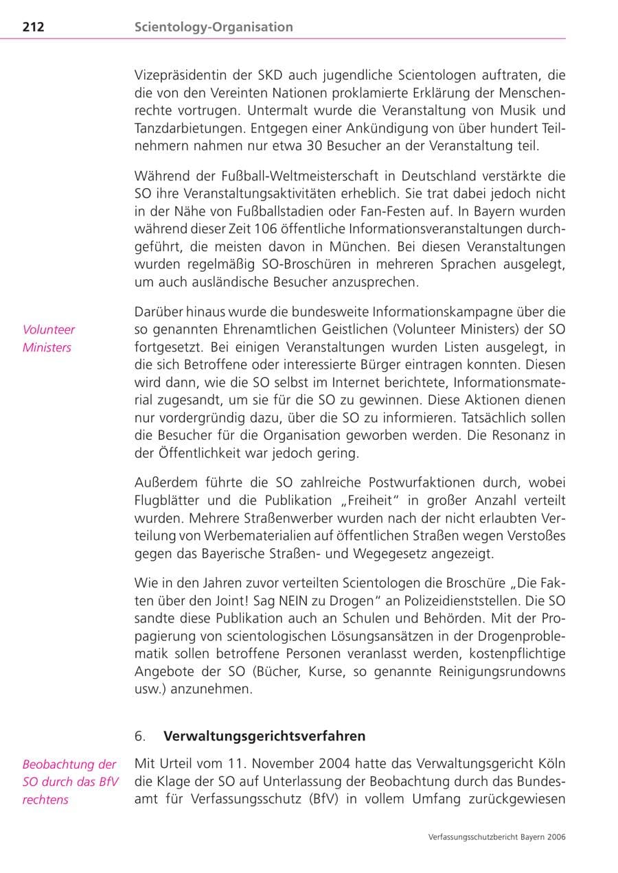 Seite 212 des Verfassungsschutzbericht 2006 Bayern