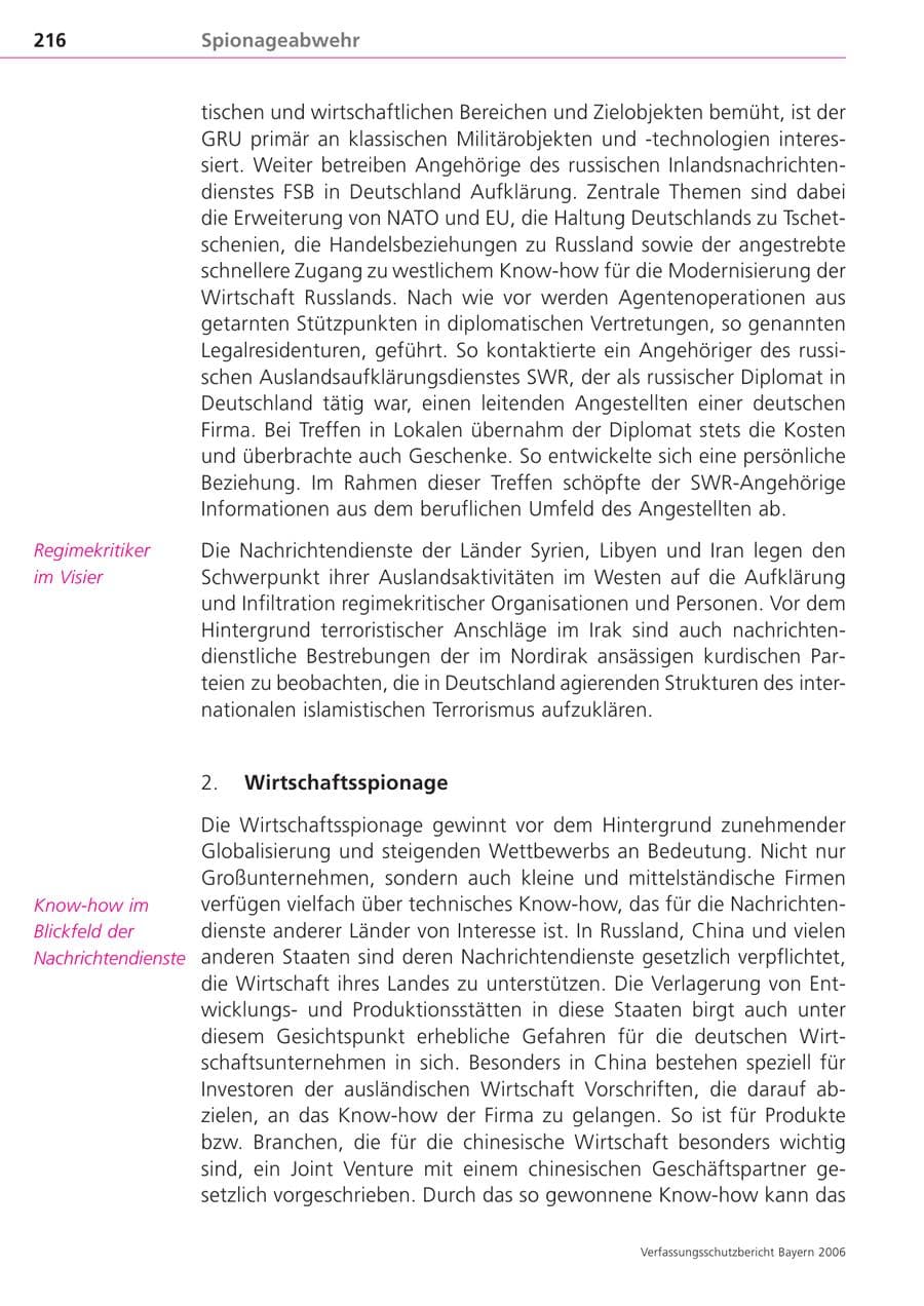 Seite 216 des Verfassungsschutzbericht 2006 Bayern