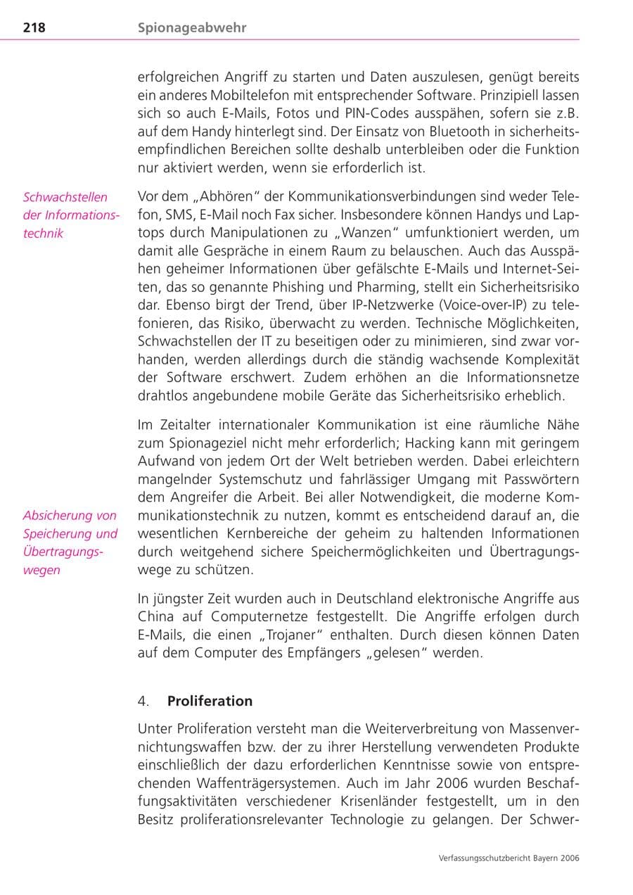 Seite 218 des Verfassungsschutzbericht 2006 Bayern
