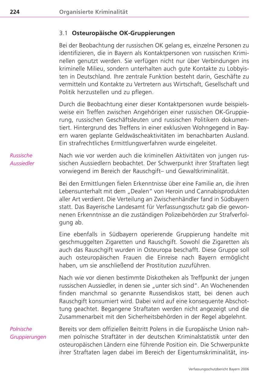 Seite 224 des Verfassungsschutzbericht 2006 Bayern