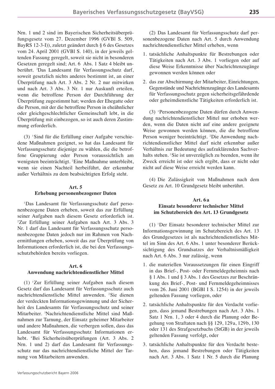 Seite 235 des Verfassungsschutzbericht 2006 Bayern